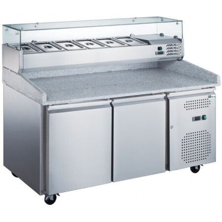 Meuble Pizza 2 portes Plan granit Rebord H150mm Volume 390L R290