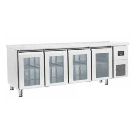 Table réfrigérée Positive Sans dosseret 625L 4 portes Vitrées Dessus inox