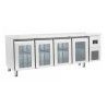 Table réfrigérée Positive Sans dosseret 625L 4 portes Vitrées Dessus inox