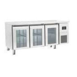 Table réfrigérée Positive Sans dosseret 457L 3 portes vitrées Dessus inox