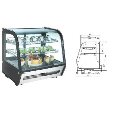 Vitrine réfrigérée Positive Bombée Service arrière portes coulissantes 120 litres