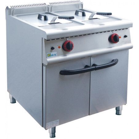 Friteuse électrique sur coffre 2 portes Capacité 2 Cuves 20L P24Kw