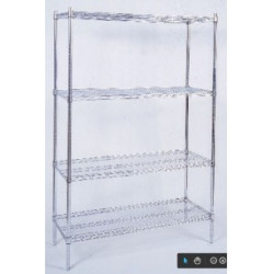 Kit Etagères Chromées Base 4 niv 46x152 Cm