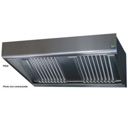 Hotte murale dynamique moteur à distance Débit 2000m3/h Sortie 2x300x500mm L3600mm