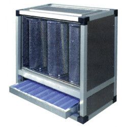 Caisson filtration acier inox avec 5 cylindres soit 15,5Kg de carbone