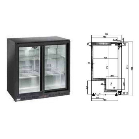 Arrière-bar Ext Noir Groupe Logé 2 Portes coulissantes vitrées 201L