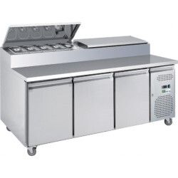 Saladette 3 Portes Profondeur 700mm Dessus Bacs GN1/3 Volume 417 litres