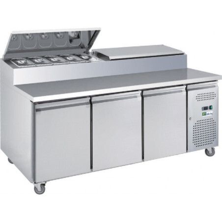 Saladette 3 Portes Profondeur 700mm Dessus Bacs GN1/3 Volume 417 litres