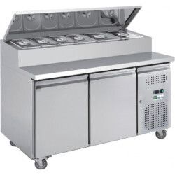 Saladette 2 Portes Profondeur 800mm Dessus Bacs GN 390 litres