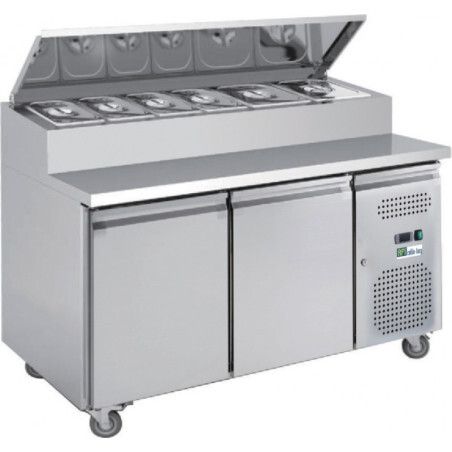 Saladette 2 Portes Profondeur 800mm Dessus Bacs GN 390 litres
