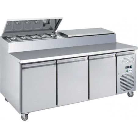 Saladette 3 Portes Profondeur 800mm Dessus Bacs GN1/3 Volume 580 litres