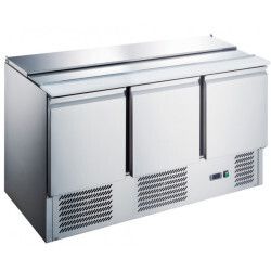 Saladette 3 Portes Profondeur 700mm Dessus Bacs GN1/1 Volume 368 litres