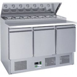 Saladette 3 Portes Profondeur 700mm Dessus Bacs GN1/6 Volume 392 litres
