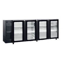 Arrière-bar Ext Noir Froid Ventilé Groupe Logé 4 portes vitrées 521L