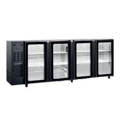 Arrière-bar Ext Noir Froid Ventilé Groupe Logé 4 portes vitrées 622L