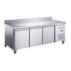 Table réfrigérée Positive Snaking Avec dosseret 339L 3 portes pleines Dessus inox