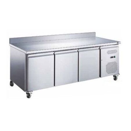 Table réfrigérée Positive Snaking Avec dosseret 339L 3 portes pleines Dessus inox