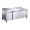 Table réfrigérée Positive Snaking Avec dosseret 339L 3 portes pleines Dessus inox