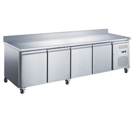 Table réfrigérée Positive Snaking Avec dosseret 449L 4 portes pleines Dessus inox