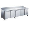 Table réfrigérée Positive Snaking Avec dosseret 449L 4 portes pleines Dessus inox