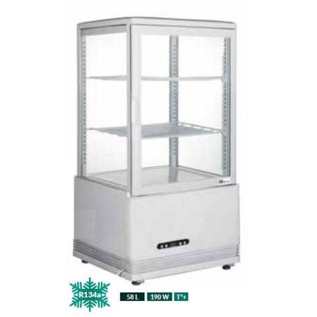 Vitrine réfrigérée Positive Blanche 4 faces Vitrées 58L à poser