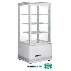Vitrine réfrigérée Positive Blanche 4 faces Vitrées 78L à poser