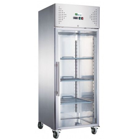 Armoire froide négative 650L Ext Inox 1 porte vitrée Groupe Logé