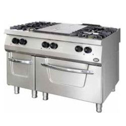 Fourneau Gaz 4 brûleurs et plaque coupe-feu sur Four Gaz statique P37Kw