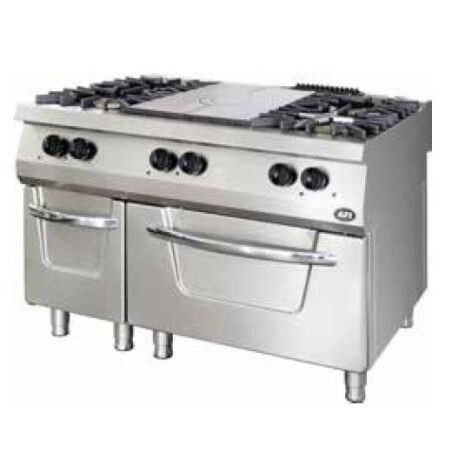 Fourneau Gaz 4 brûleurs et plaque coupe-feu sur Four Gaz statique P37Kw