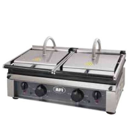 Grill toaster paninis électrique 2 plaques rainurées Surface cuisson 550x300mm