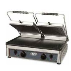 Grill toaster paninis électrique 2 plaques rainurées Surface cuisson 400x600mm