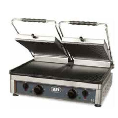 Grill toaster paninis électrique 2 plaques rainurées Surface cuisson 400x600mm