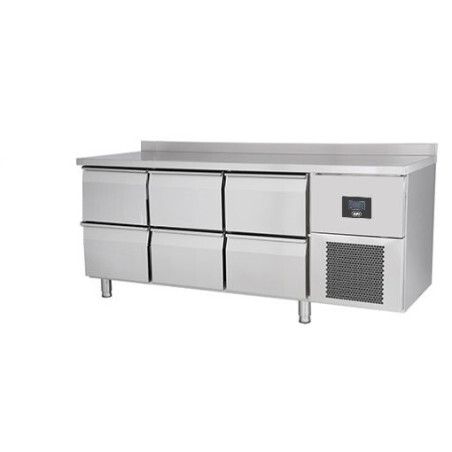 Table réfrigérée Positive Sans dosseret 457L 6 tiroirs Dessus inox