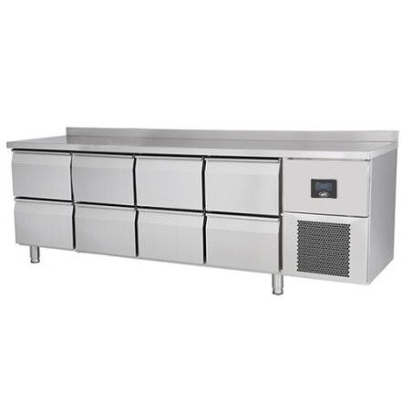 Table réfrigérée Positive Sans dosseret 625L 8 tiroirs Dessus inox