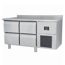 Table réfrigérée Négative Sans dosseret 301L 4 tiroirs Dessus inox