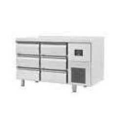 Table réfrigérée Positive Sans dosseret 301L 6 tiroirs Dessus inox