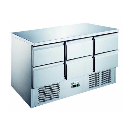 Saladette inox 6 Tiroirs Profondeur 700mm Dessus inox 368 litres