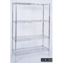 Kit Etagères Chromées Base 4 niv 46x122 Cm