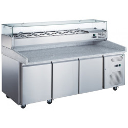 Meuble Pizza 3 Portes Plan granit Rebord H200mm Volume 585L R290