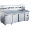 Meuble Pizza 3 Portes Plan granit Rebord H200mm Volume 585L R290