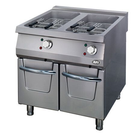 Friteuse Gaz sur coffre 2 portes Capacité 2 cuves 22L P44Kw