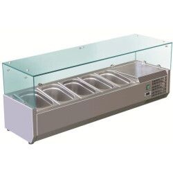 Présentoir réfrigéré pour 6 Bacs GN 1/4 Vitrage droit L1400mm Profondeur 335mm