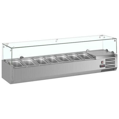 Présentoir réfrigéré pour 7 Bacs GN 1/4 Vitrage droit L1500mm Profondeur 335mm