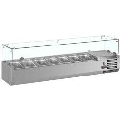 Présentoir réfrigéré pour 7 Bacs GN 1/4 Vitrage droit L1600mm Profondeur 335mm