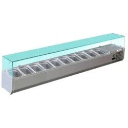 Présentoir réfrigéré pour 9 Bacs GN 1/4 Vitrage droit L2000mm Profondeur 335mm