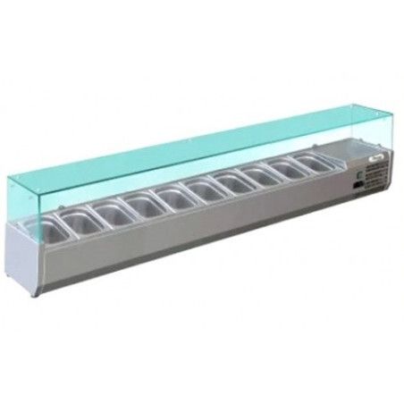 Présentoir réfrigéré pour 9 Bacs GN 1/4 Vitrage droit L2000mm Profondeur 335mm