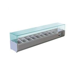 Présentoir réfrigéré pour 9 Bacs GN 1/4 Vitrage droit L2000mm Profondeur 395mm