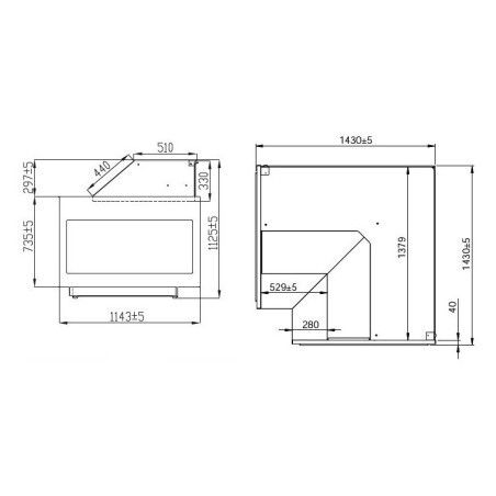 Meuble angle réfrigéré 90°E sans réserve vitrage bas M1000 Groupe logé