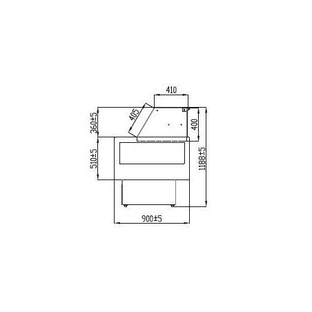 Vitrine réfrigérée Lg 1520mm sans réserve Vitrage droit rabattable M800 Groupe Logé