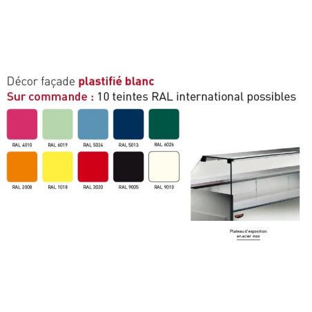 Vitrine réfrigérée Lg 2480mm sans réserve Vitrage droit rabattable M800 Groupe Logé